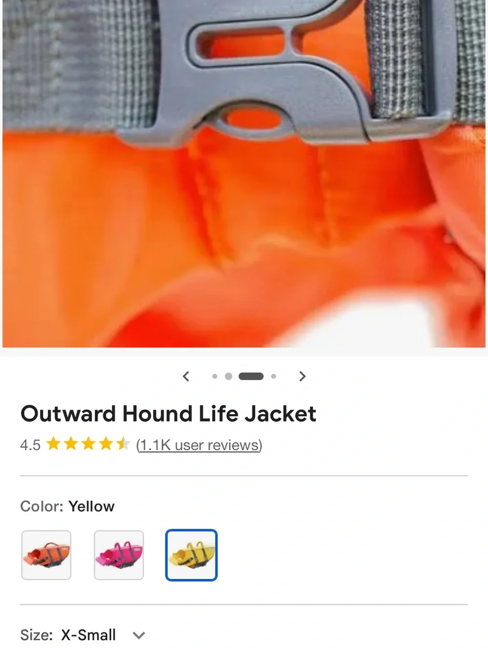 Outward Hound Orange Dog Life Jacket - Secure Fit with Handle NWT